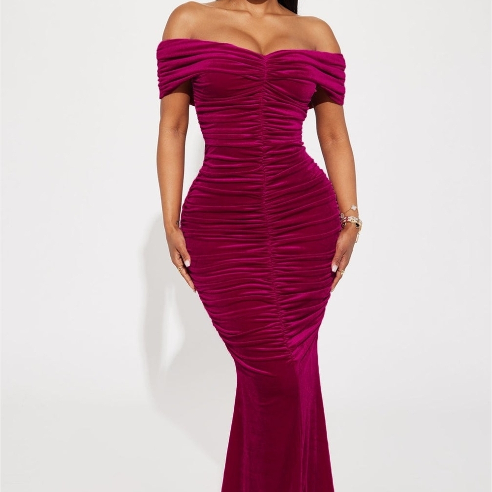 Fashion Nova Strapless Fuchsia Dress
